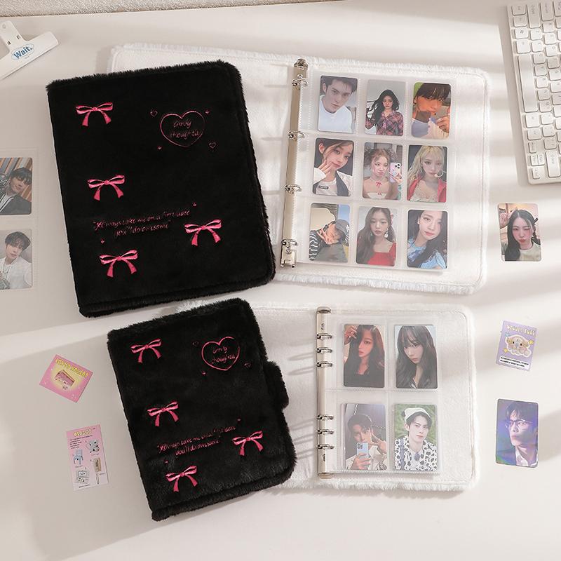 A4/A5 3 Inch Small Card Storage Bowknot Plush Photo Album Binder Photocard Collection Books Loose-Leaf Photocard Holder