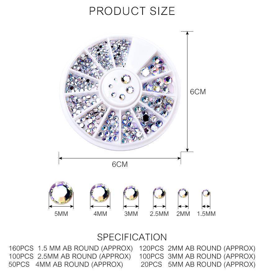 kads AB Round Nail Art Decorations Nail Art Rhinestones for Nails Accessories for Nail Decoration Rhinestone Supplies