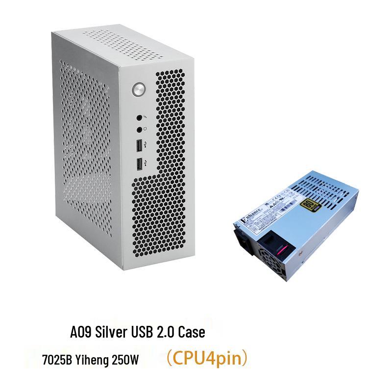 SKTC A09 Černá HTPC skříň, Stojící/Položená, Kompatibilní s ITX základní deskou, Malý 1U/Flex PSU