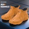 Water Shoes Men's Short Tube Outdoor Fishing Non-slip Waterproof Rubber Shoes Work Wear-resistant Rain Shoes Men's Velvet Rain Boots Spring and Summer