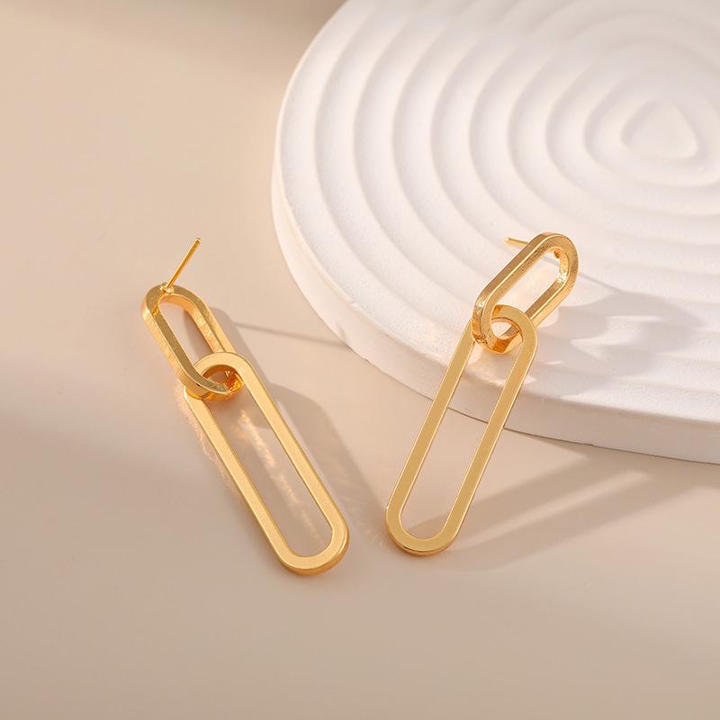 Patchwork Rectangle Chain Earrings - Fashionable, Versatile, High-End Design золотой