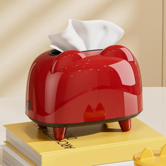 Cute Cat Tissue Dispenser Box Cartoon Tissue Paper Holder Desktop Plastic Napkin Storage Box for Car Home Bathroom Kitchen Office Decor