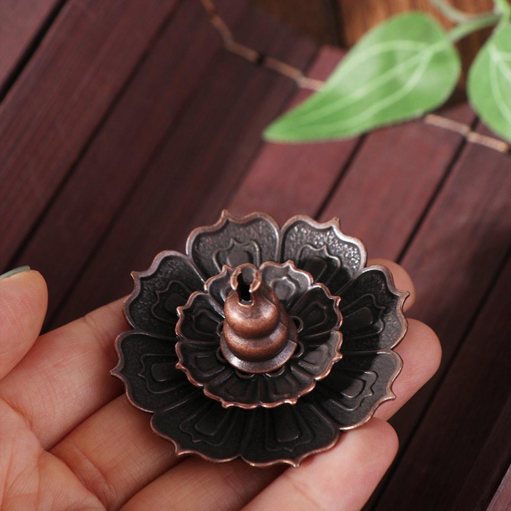 Lotus Design Incense Burner 2/3 Layer 6 Holes Incense Stick Holder Vintage Detachable Ash Catcher Lotus Aromatherapy Stand
