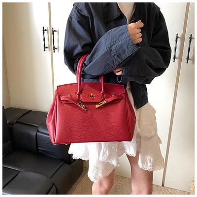 Retro klassisch neu tragbare Platintasche Damen Litschi-Muster modisch vielseitig Umhänge-Messenger-Tasche