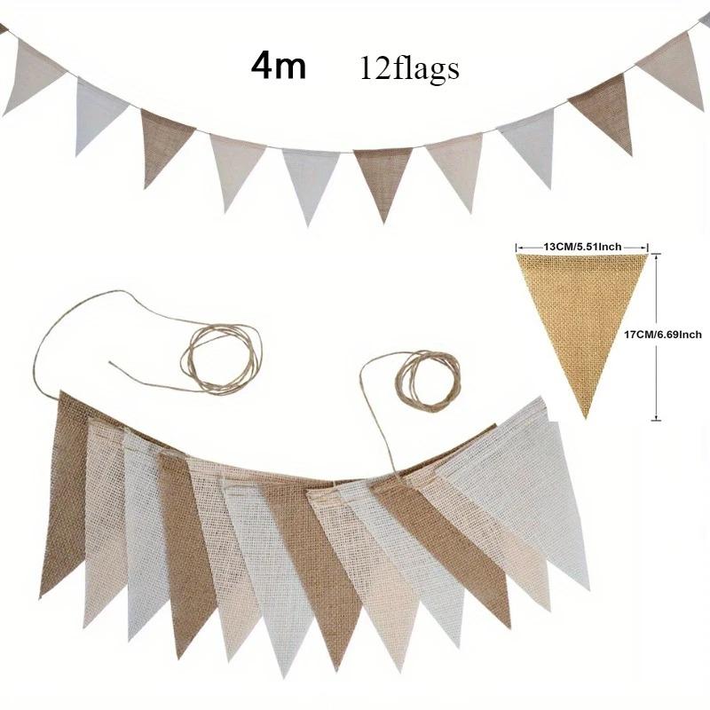 Colorful Jute Triangle Flags Vintage Pennant Bunting Birthday Wall Decor Graduation Party Supplies