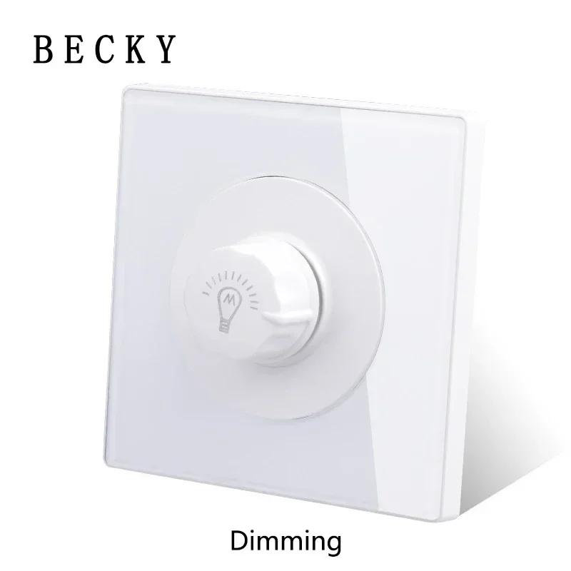 White Tempered Glass Wall Switch Panel Led European 16a Socket Retro Toggle Light Switch Eu Uk Standard 2usb Socket 1Gang-4gang
