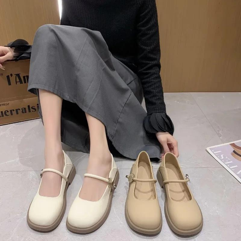 Mary Jane Flat Shoes for Women Spring and Summer New Style White Loafers with Skirt Gentle Small Leather Shoes