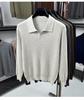 Męski sweter dzianinowy z długim rękawem, gładki, 2025: Wysokiej klasy koszulka polo business casual na wiosnę i jesień