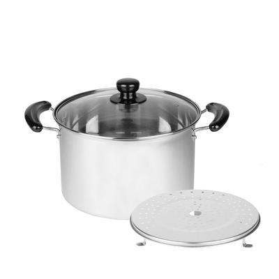 Pearl Metal Steaming with Glass Pot IH Stainless Steel NEW Danran Two-handled Pot, Pot, Dual-purpose Pot, 26cm, Lid, Compatible, H-5873 [IH