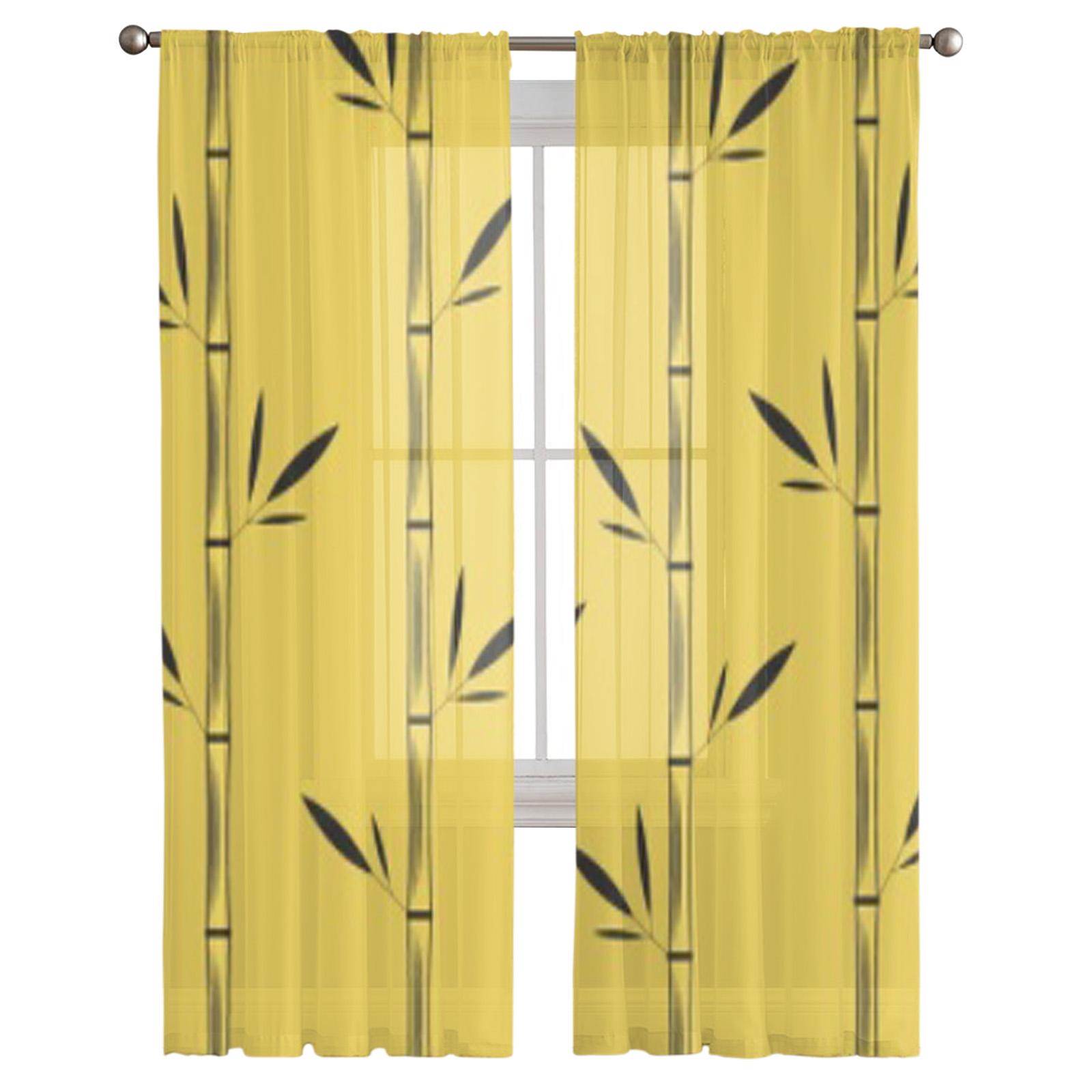 Листья бамбука Роскошные шифоновые прозрачные шторы для гостиной — фото 2