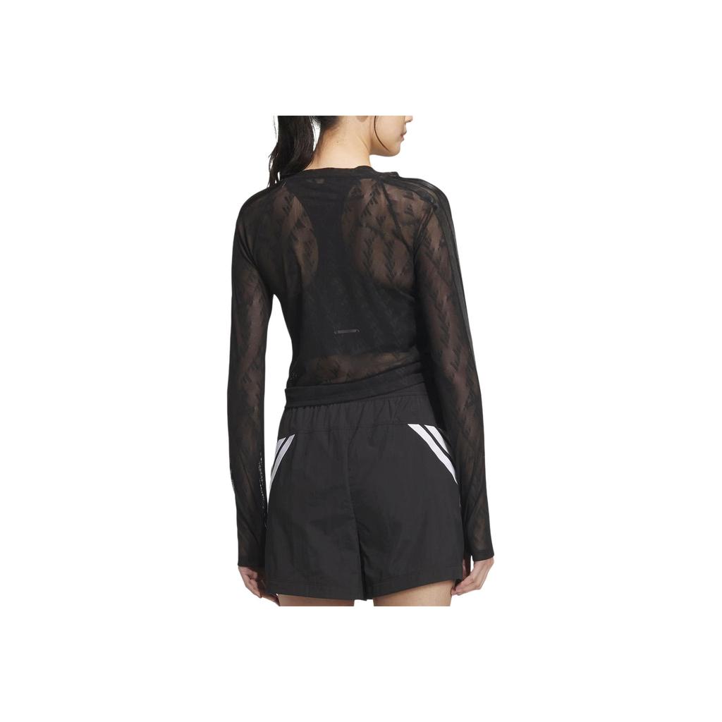 Adidas Story Síťované Sportovní Ležérní Slim Fit Tričko s Kulatým Výstřihem a Dlouhým Rukávem Dámské Topy KB7607