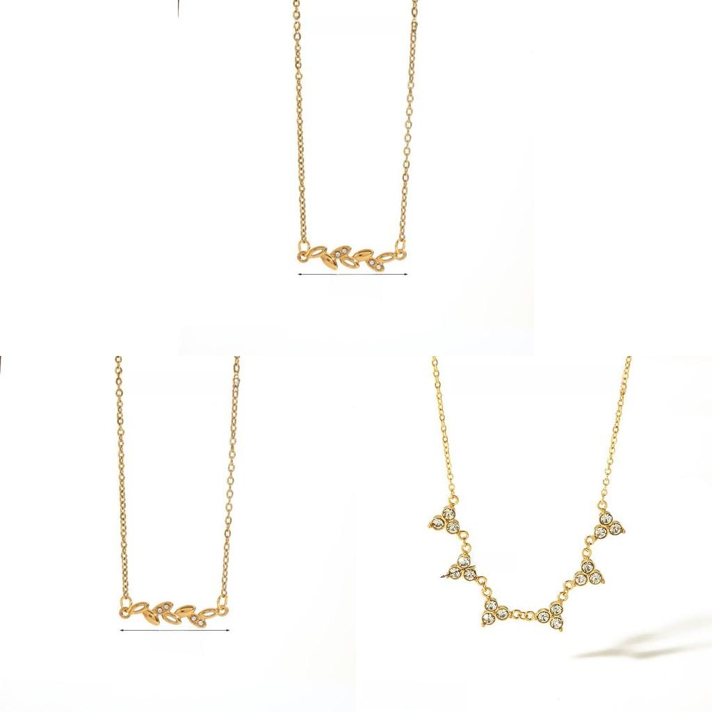 French Style Stainless Steel Necklace With Geometric Water Diamond Pendant For Women