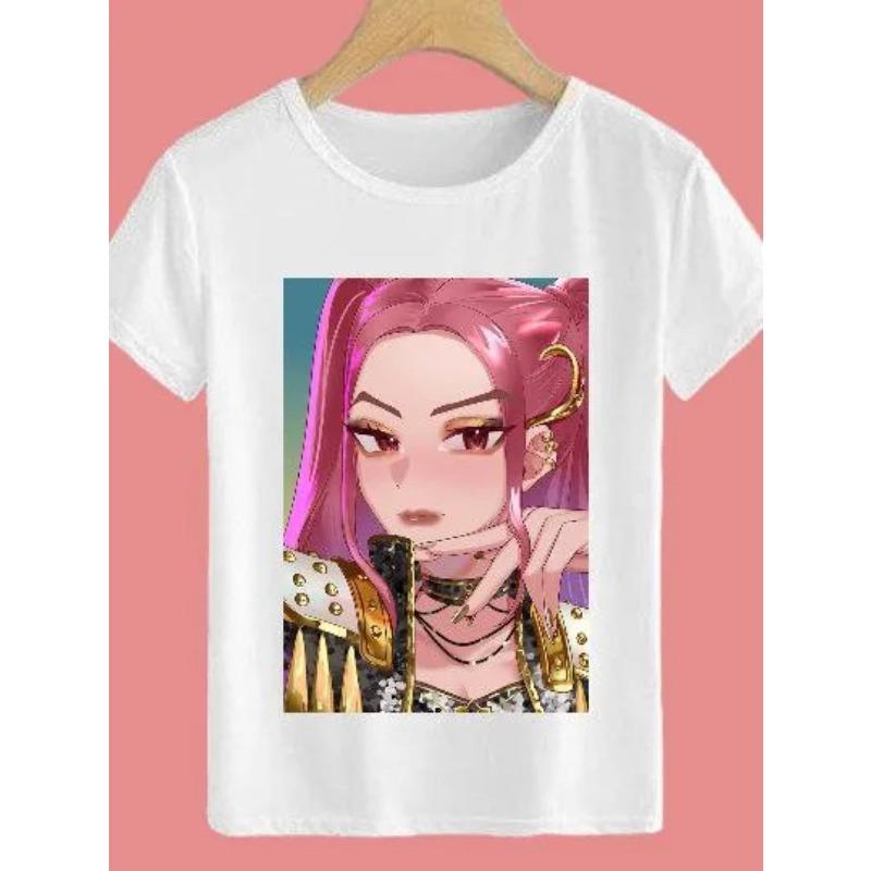 Casual Loose Short-sleeved Fashion Printed Top Simple T-Shirts Girls