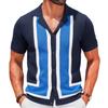 Gestrickte Kurzarmhemden für Herren Button-Down-Poloshirt Sommer Strand Gestrickte Freizeithemden Oberteile Atmungsaktiv Leicht Urlaub Vintage Hemden für Herren