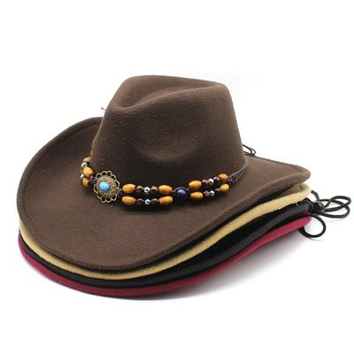 Western Regions Cowboy Hat Men'S And Women'S Woolen Top Hat Ethnic Style Tibetan Cowboy Hat