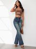 2025 Europäische Amerikanische Retro High Waist Slim Fit Schlagjeans für Damen