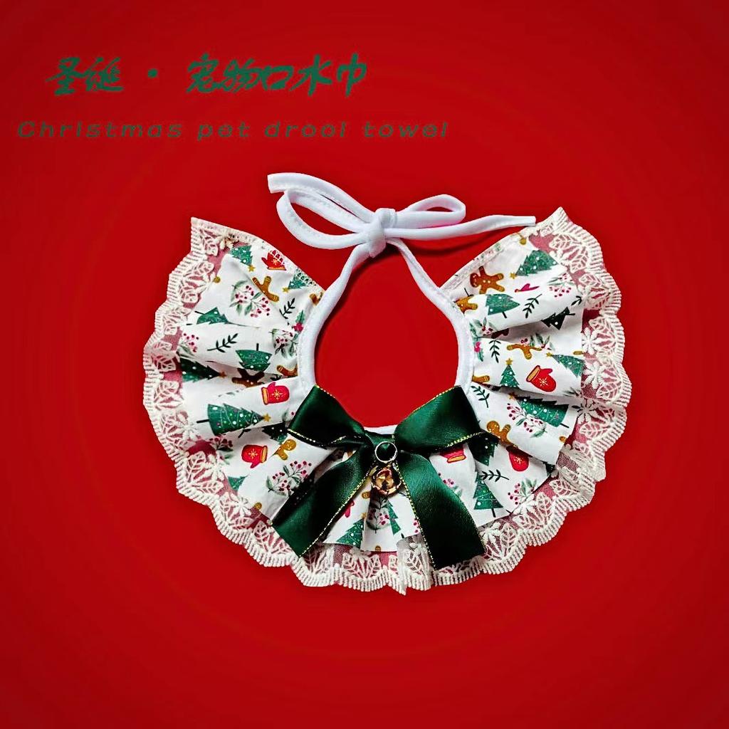 New Christmas pet saliva towel, holiday decoration dog scarf, cat scarf, bib and bow tie supplies