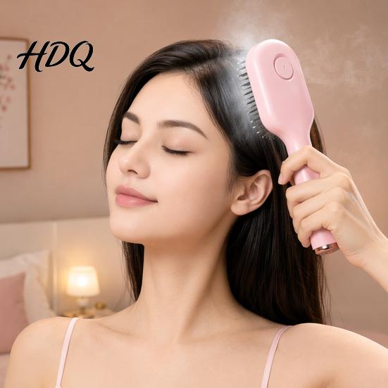 Electric Massage Hair Comb Spray Brush USB Rechargeable Misting Air Cushion Detangling Brush Anti-Frizz Detangler Steam for Dry Damaged Scalp