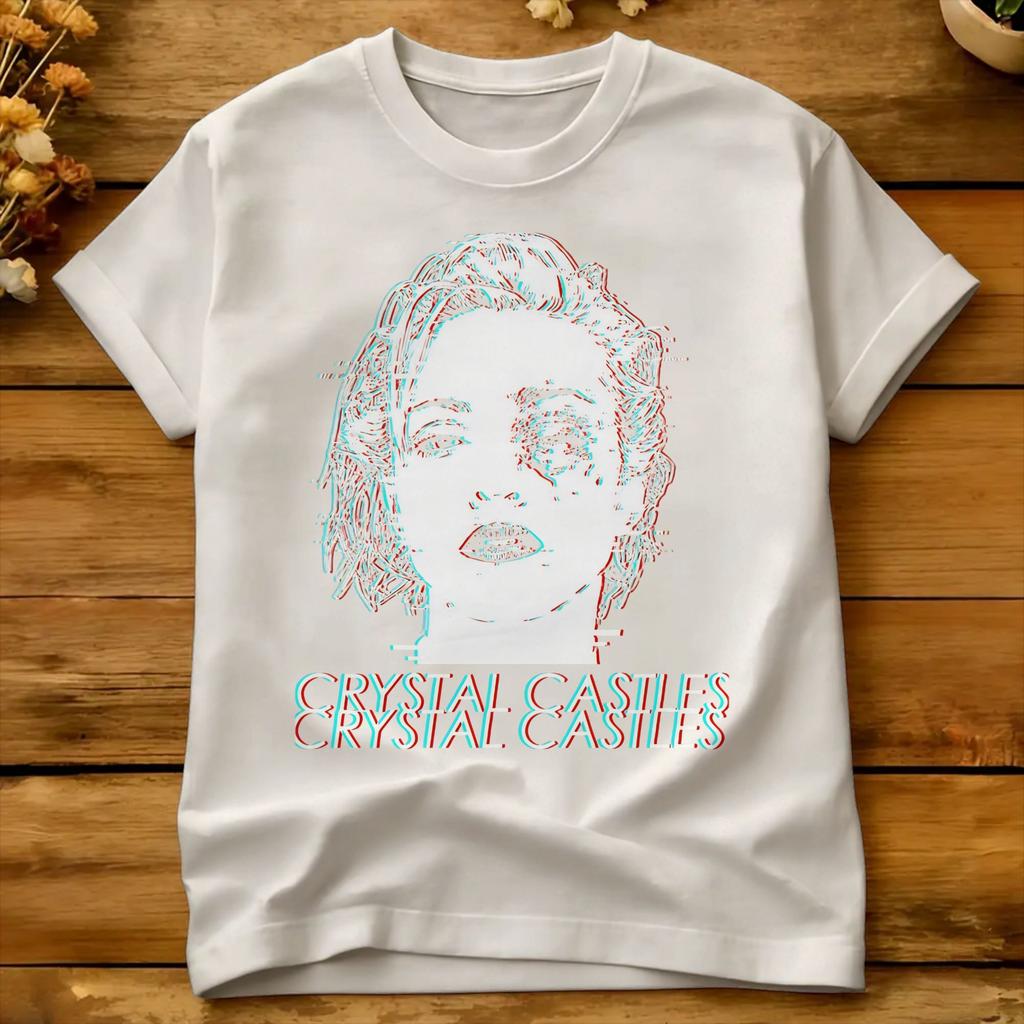 T-shirt Casual Estiva Crystal Castles Retro T-shirt di Tendenza 100% Cotone T-shirt per Unisex Estetica Magliette a Maniche Corte