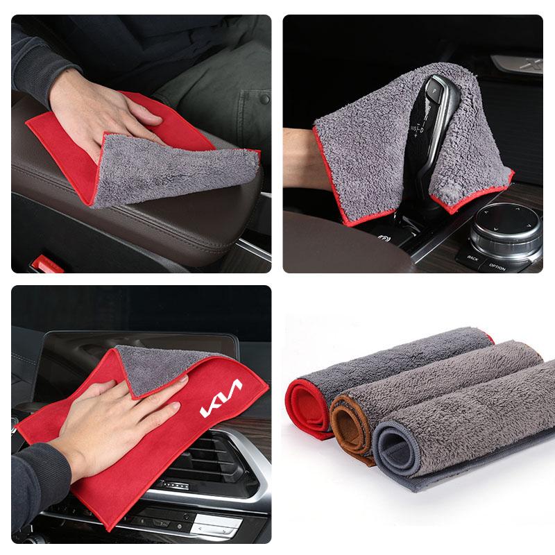Plush Car Cleaning Towel Polishing Dust Removal Towels For KIA K3 Sportage Carnival K5 Seltos Pegas KX1 EV5 Sonet EV6 K4 EV3 K9 ZY4