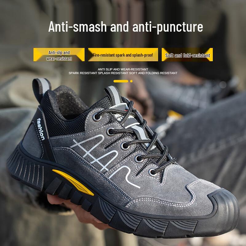 Bozong Men s Breathable Anti-Smash Puncture-Proof Safety Shoes 41