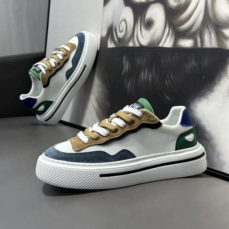 

Men s shoes 2025 new summer breathable mesh white shoes thick sole heightening sports and leisure shoes men s low-top board shoes 39