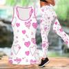 Heart Shaped Pattern Print Yoga Outfit for Women Fashion Workout Leggings Fitness Sports Casual Yoga Set Sports Suit Valentine's Day Exclusive
