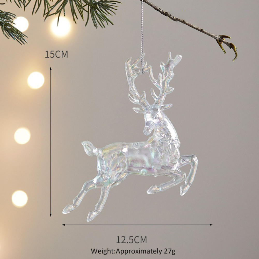 Acrylic Acrylic Snowflake Icicle Ornaments White Lifelike Drop Pendants Crystal Christmas Deer Pendant Xmas Tree New Year 2025
