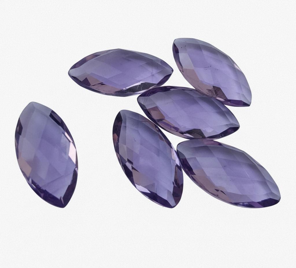 Purple Amethyst Marquise Gemstone: Briolette Checker Cut Cabochons, All Sizes