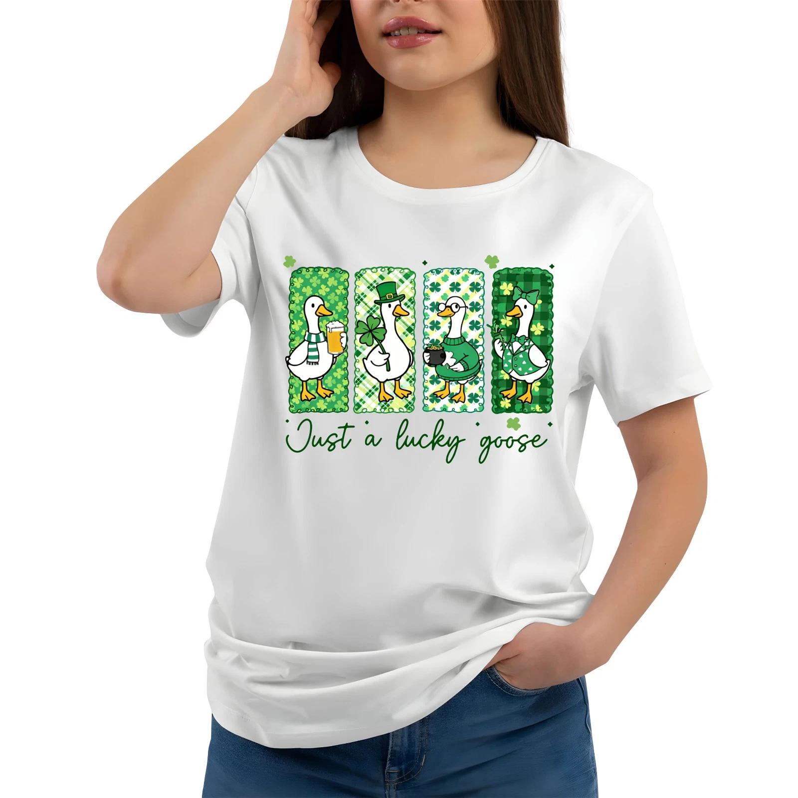 Just A Lucky Goose St Patrick’s Day T-Shirt, Mens Unisex Irish Shamrock Gift Tee S