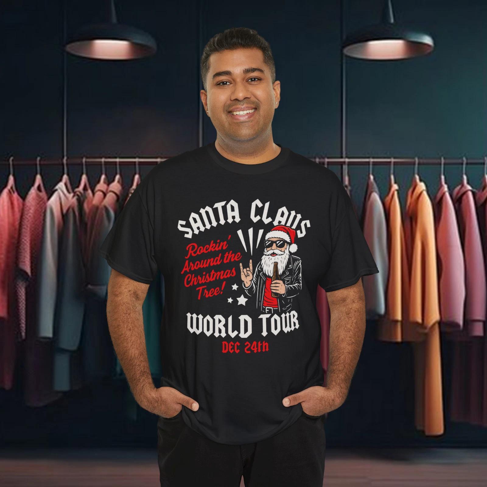 

Santa Claus World Tour Sarcastic Christmas Graphic Novelty T-Shirts XL