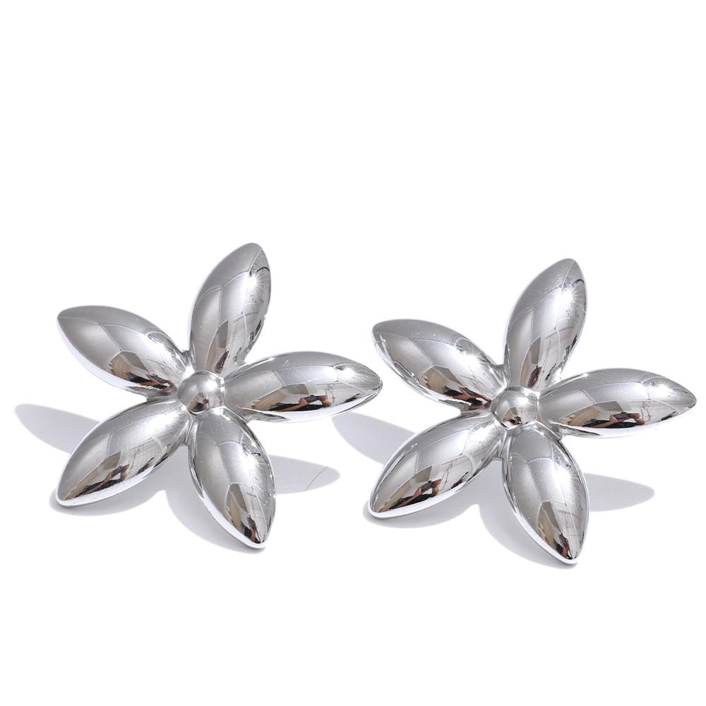 Eetit Trending Stainless Steel Metal Flower Stud Earrings for Women Prevent Allergy Metal Daily Summer Jewelry Accessories