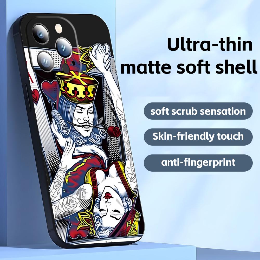 Poker Phone Case For iPhone17 16 16e 15 14 13 12 11 Plus Mini Pro Max Soft Black Shockproof Cover