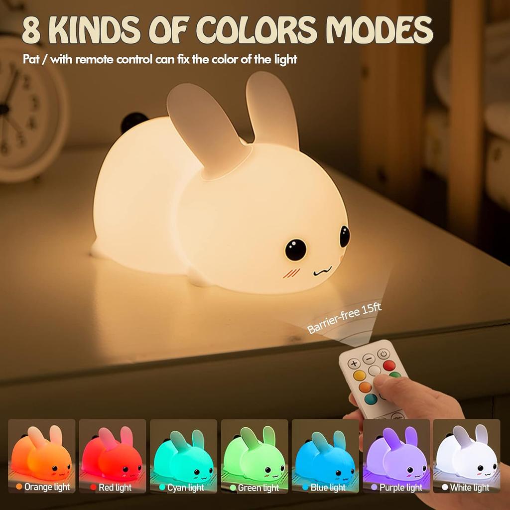 Night Lights for Kids,Light Silicone for Baby Nursery,Portable USB Rechargeable Bedside Lamp for Toddler's Room,Easter Gifts for Child and Teen Girls