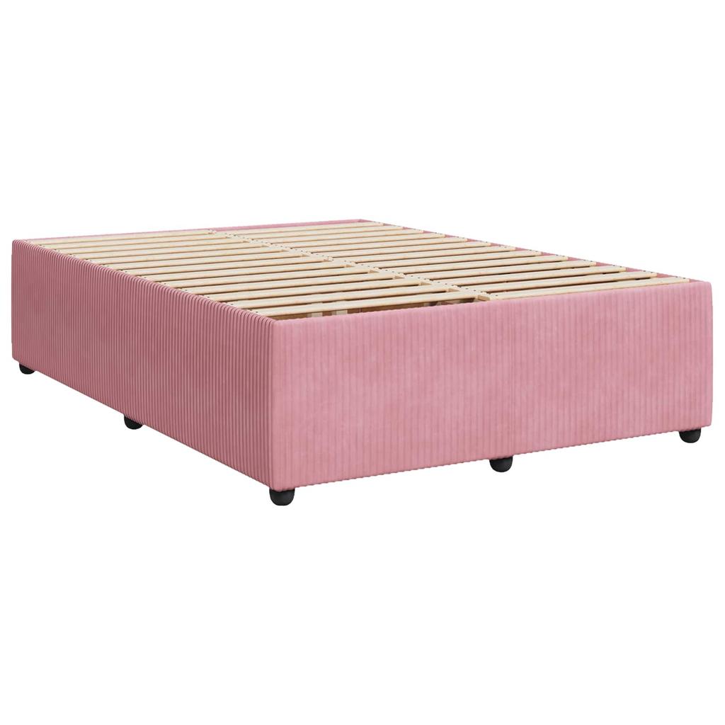 Boxspring Bed with Mattress and Headboard Pink 140 X 200 Cm Velvet