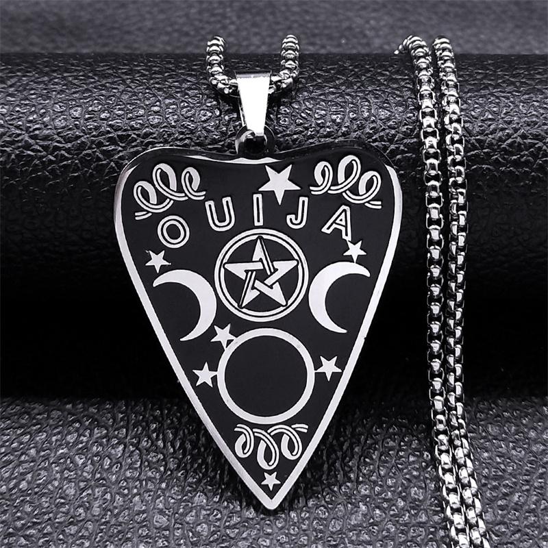 Witch Divination Ouija Board Necklace Stainless Steel Magic Planchette Triple Moon Goddess Necklaces Gothic Gift Jewelry colar
