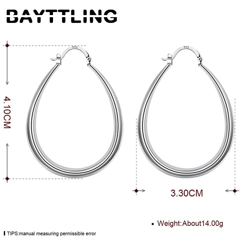 BAYTTLING 925 Sterling Silver 41MM Round Hoop Earrings For Women Fashion Jewelry Gift Earrings