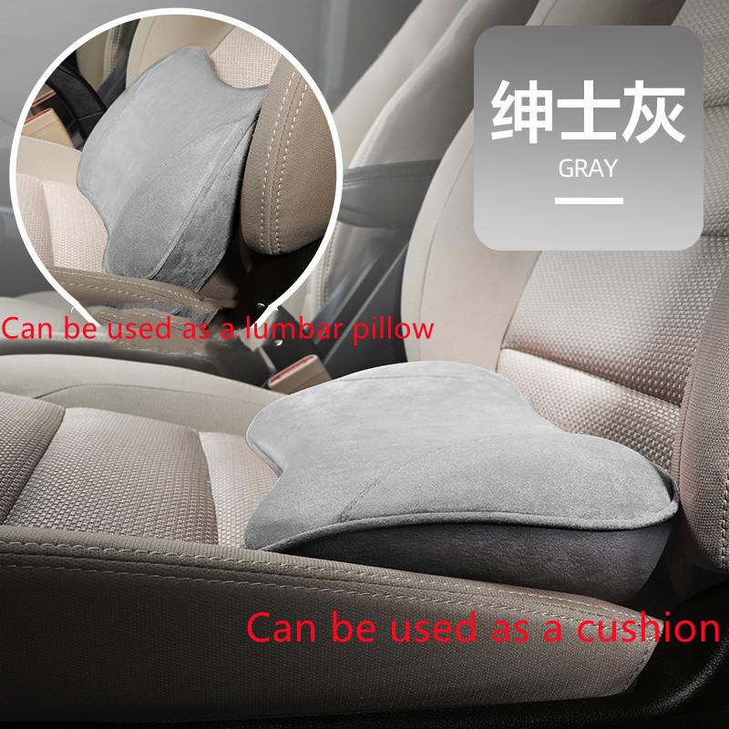 2-in-1 Car Seat Booster Universal Driver Memory Foam Lumbar Pillow Suede Seat Heightened Inclined Cushion Car