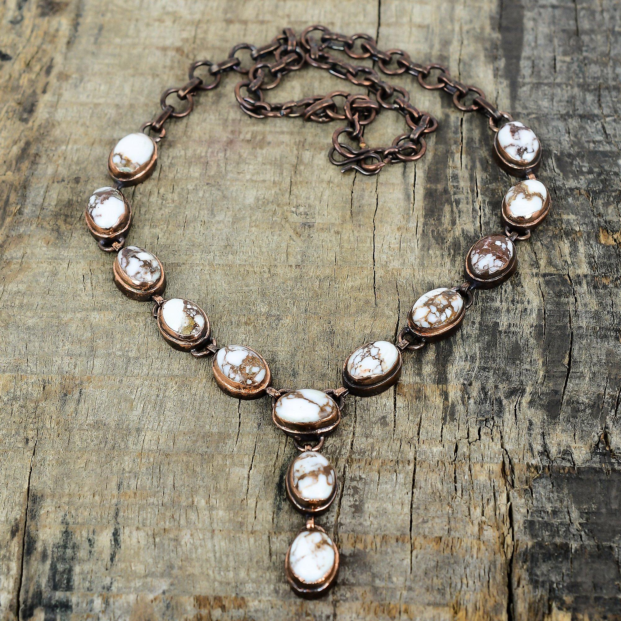 

Wild horse magnesite necklace electroformed copper necklace adjustable chain necklace handmade gemstone necklace copper jewelry gift for mom Adjustable