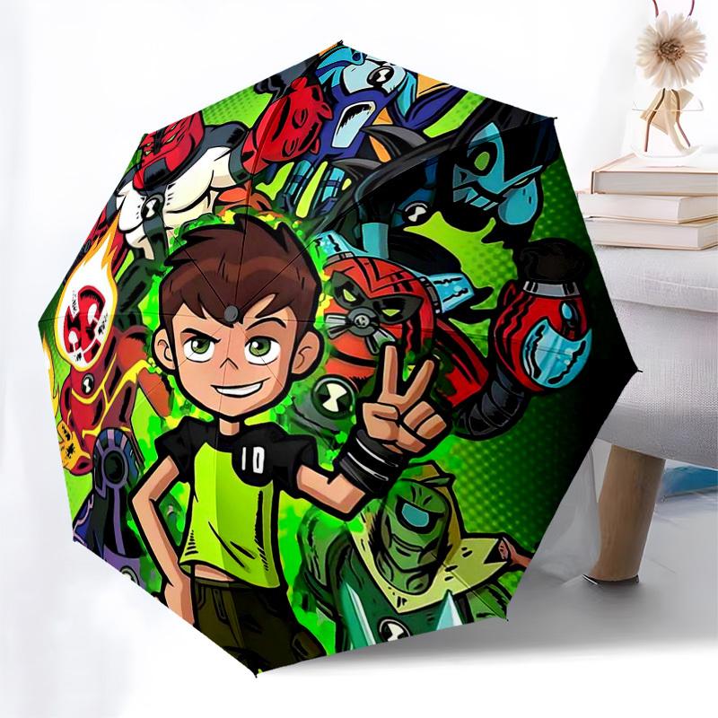 

1pc Ben 10 Alien Force Umbrella - Automatic Opening & Closing, Portable 3-Fold Design, 8-Rib Iron Frame Outdoor Umbrella, Ideal Gift for Fans, Travele