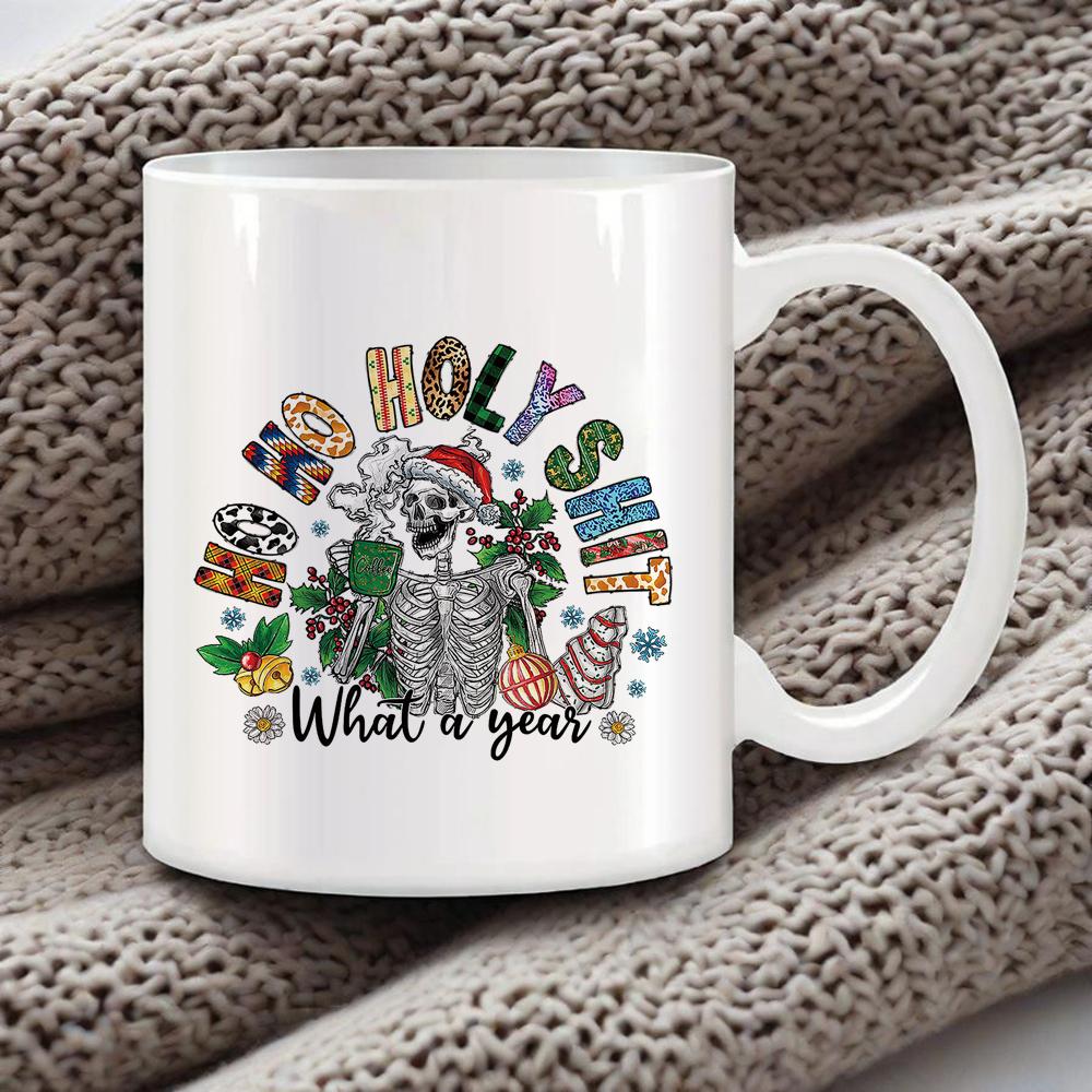 Cozy Xmas Themed Coffee Mug Christmas Tree Drawing Ceramic Mugs Santa Snowman Breakfast Cups Ho Ho Ho Cup Festive Gift Drinkware