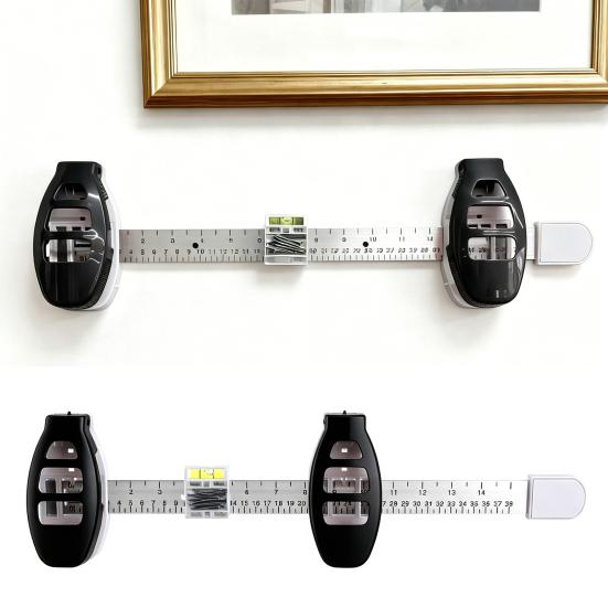Picture Hanging Tool with Level, Magnetic Alignment Ruler for Frames & Mirrors, Wall-Friendly DIY