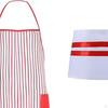 Waiter Adult Costume Kit Red White Striped Apron Soft Multiuse with Two Pockets