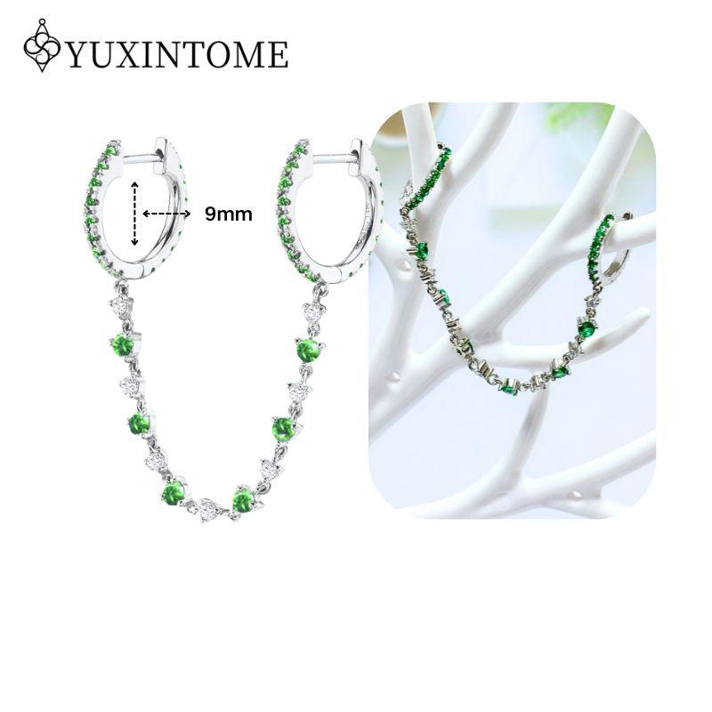 Turquoise 925 Silver Ear Needle Green Zircon vintage emerald Heart/Flower Pendant Hoop Earrings Fashion party Jewelry