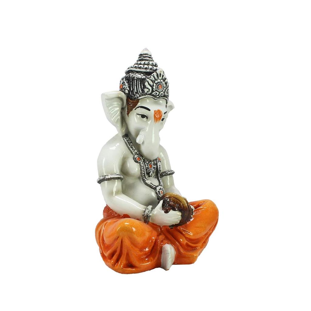 Lord Ganesha Statue (12 Cm X 12 Cm X 20 Cm, Orange)