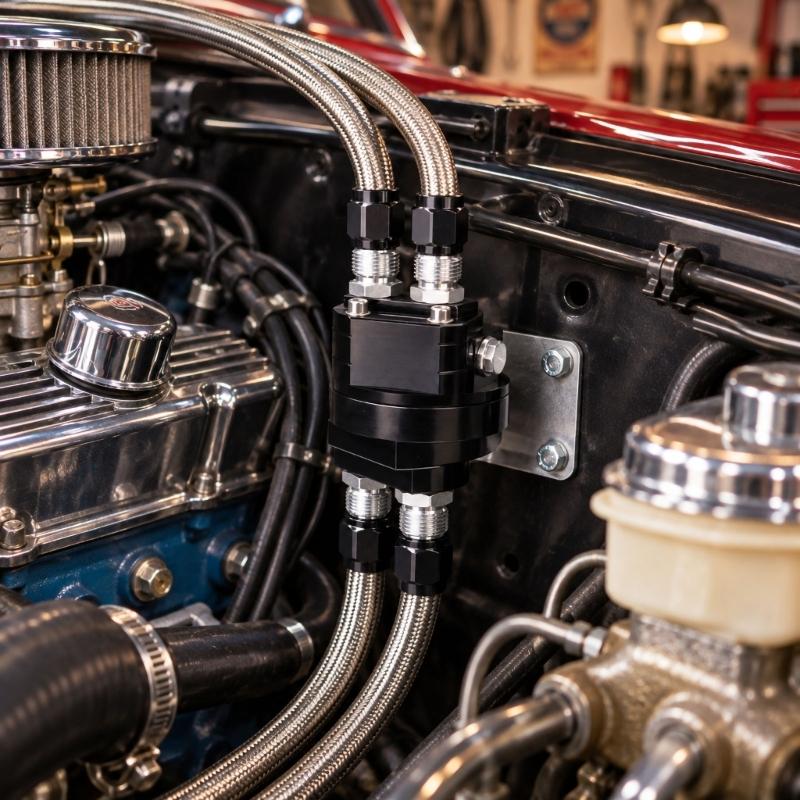 2 in 1 Car Oils Filter Relocation Adapter with Split Structure and Aluminum Alloy Body for Multiple Vehicle Oil Pressure Check Connections