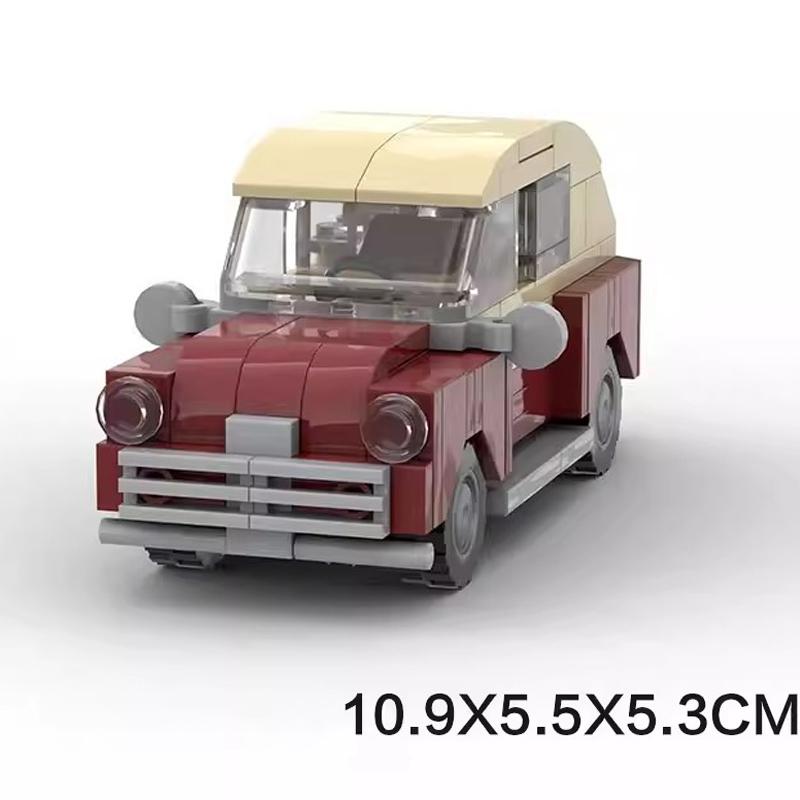 MOC City Mini Car Tractor Snowmobile Camper Van Fiated Taxi Truck Head Speed Vehicles Sets Building Blocks Toys Christmas Gift