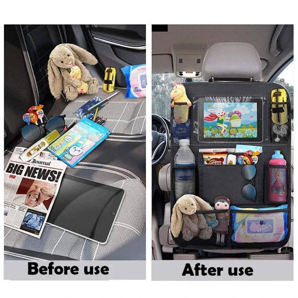 Car Seat Storage Organizer Multifunctional Oxford Fabric Car Back Multi Pocket Storage Bag with Touch Screen Tablet Holder