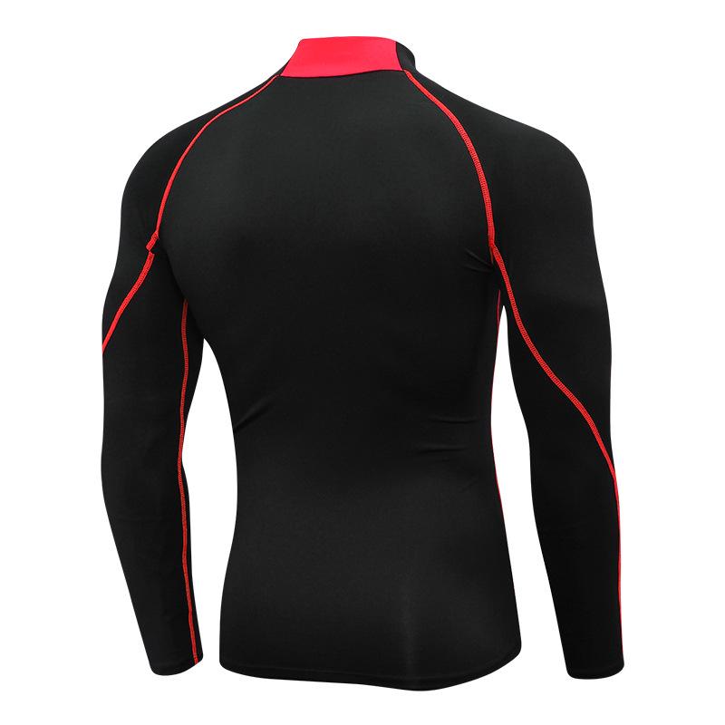 Men's High Neck Performance Long Sleeve Sports Shirt - Stretch, Breathable, Stand-Up Collar for Running & Basketball