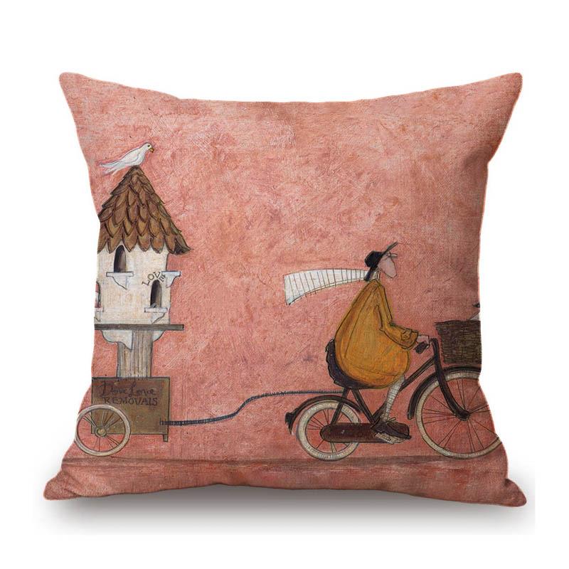 Современное искусство Сэм Тофт Юмористический мультяшный пес Прекрасный милый щенок Забавный Хлопок Лен Наволочка для диванной подушки Подушка для сиденья стула 45x45cm 18x18in